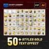 50 Styles Gold Text Effect Illustrator