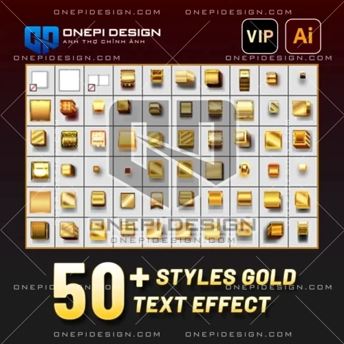 50 Styles Gold Text Effect Illustrator