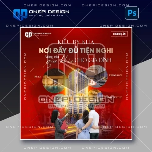 Mẫu PSD Key Visual Bất Động Sản Bố Cục 4 Ảnh Sang Trọng