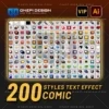 200 Styles Comic Text Effect Illustrator