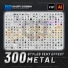 300 Styles Metal Text Effect Illustrator