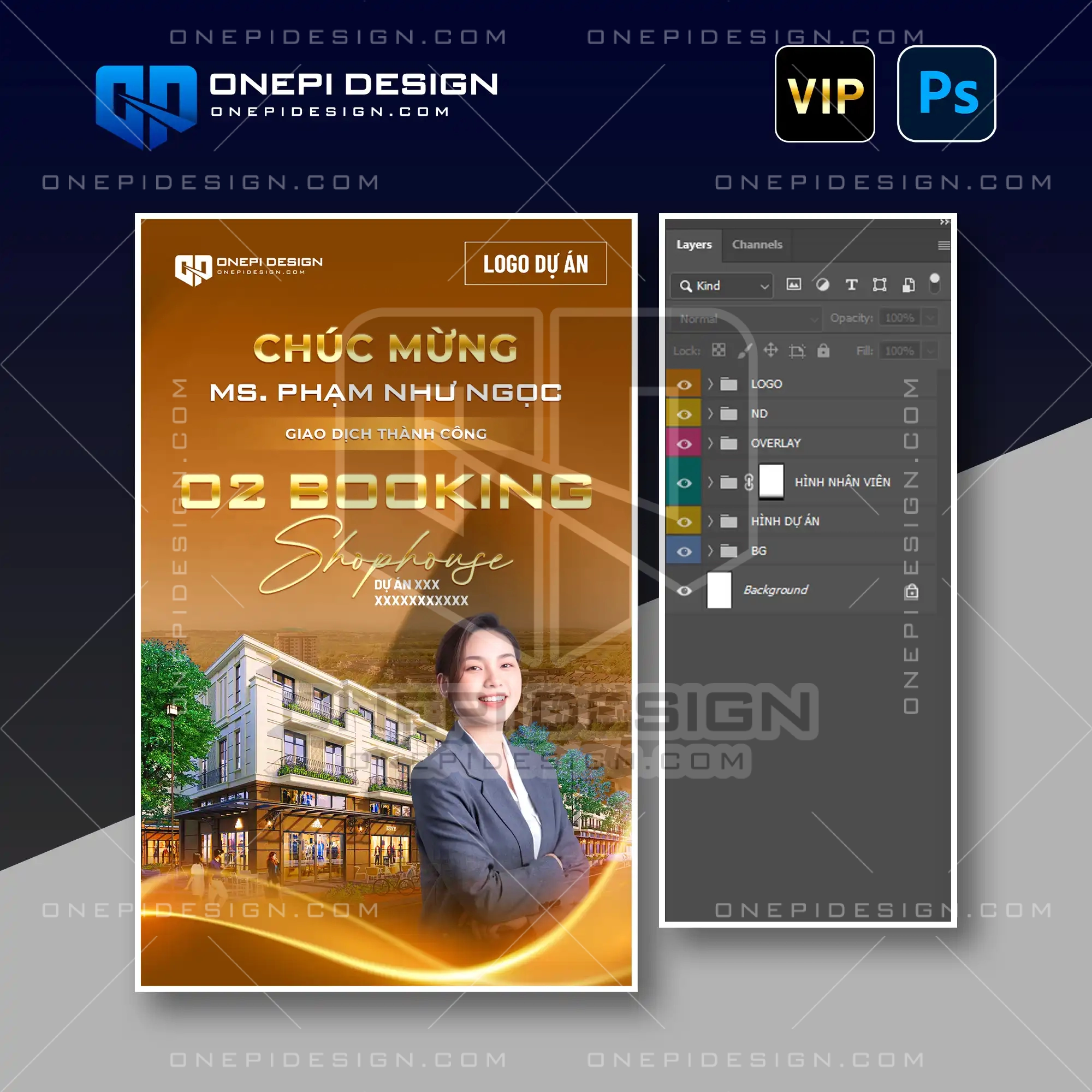 Mẫu PSD chúc mừng giao dịch booking