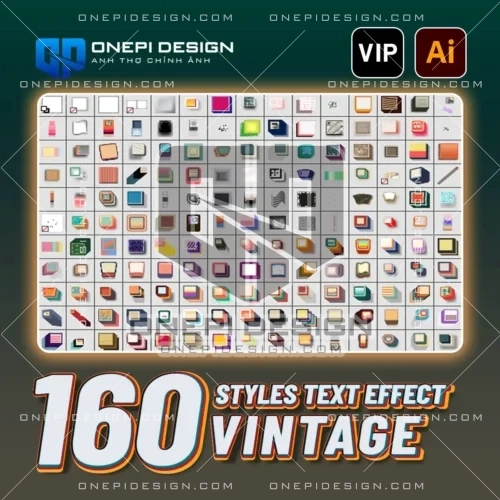Bộ 160 styles text effect vintage cho Adobe Illustrator