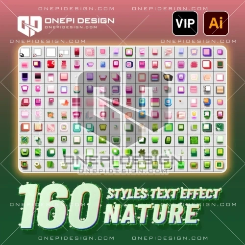 Bộ 160 styles text effect nature cho Adobe Illustrator