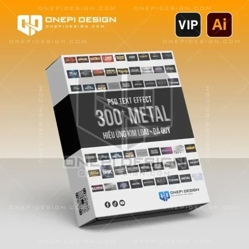 300 File Vector Metal Text Effect Illustrator