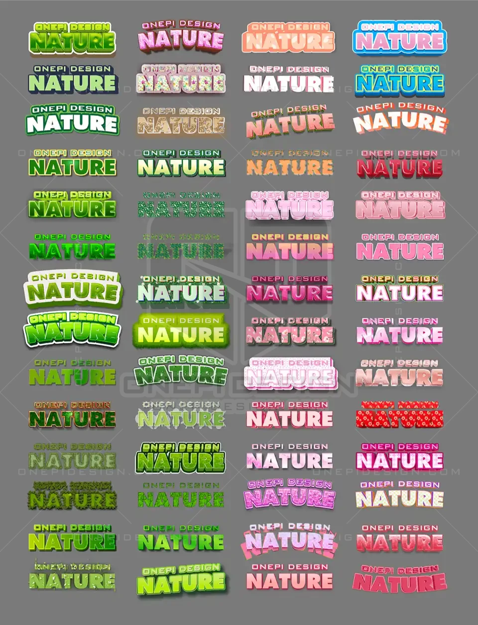 Demo 160 Styles Text Effect Nature Cho Illustrator (Cây Cỏ & Hoa Lá)