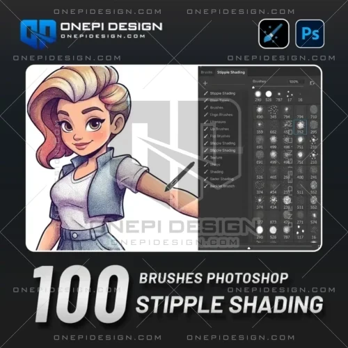Bộ 100 Brushes Photoshop Stipple Shading tạo hiệu ứng chấm hạt.