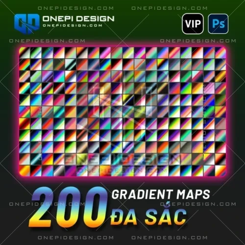 Bộ 200 Gradient Maps Đa Sắc cho Photoshop để Blend Màu, tạo hiệu ứng Neon, Retro