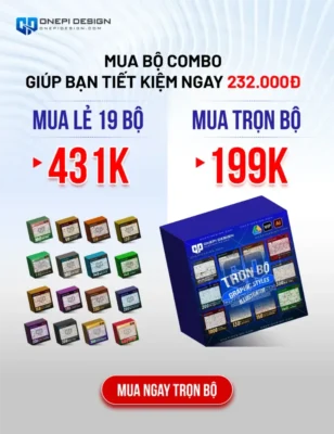Banner khuyến mãi Combo trọn bộ 19 gói Graphic Styles giá chỉ 199k, giúp tiết kiệm 232.000đ tại Onepi Design.