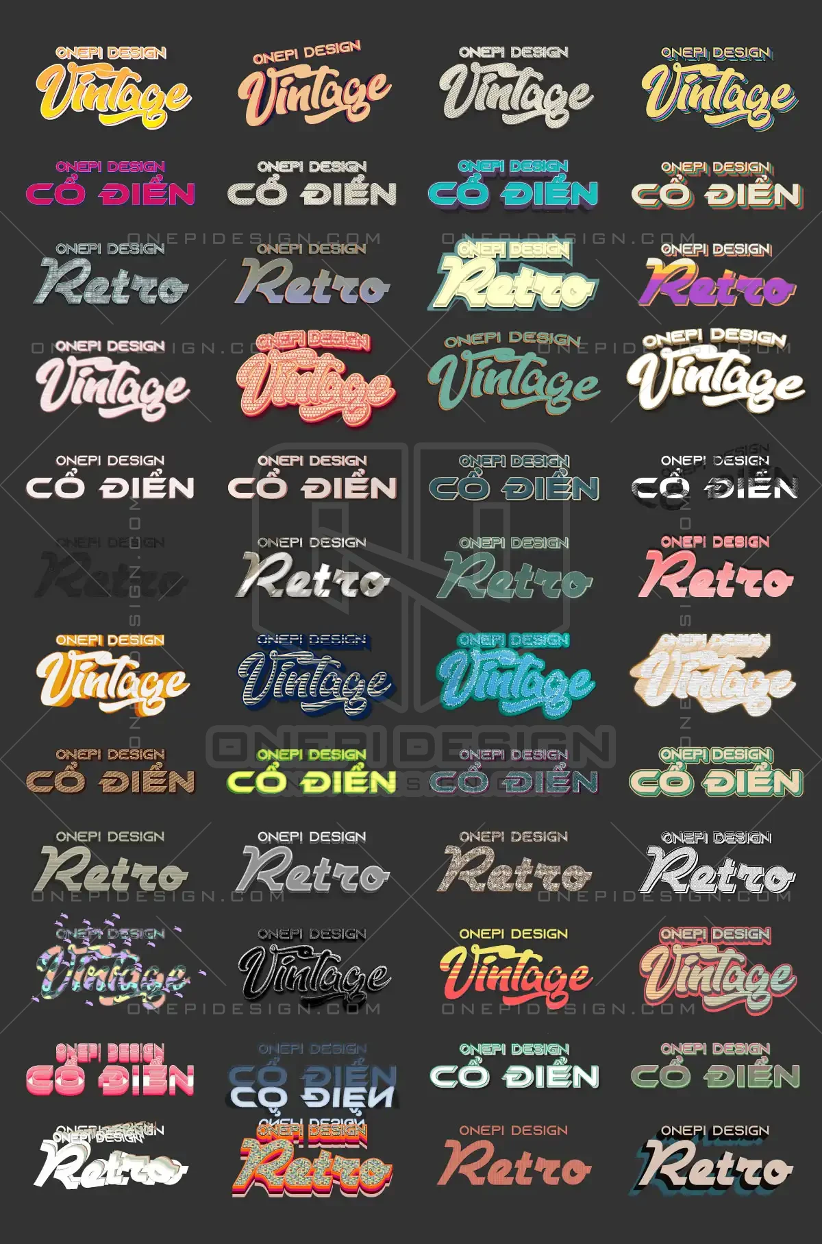 Demo bộ 160 Styles Text Effect Vintage Cho Illustrator