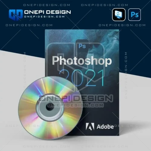 Giao diện và hộp đĩa phần mềm Adobe Photoshop 2021 bản đầy đủ.