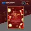 File AI thiệp mừng Giáng Sinh và Năm Mới tông đỏ vàng sang trọng