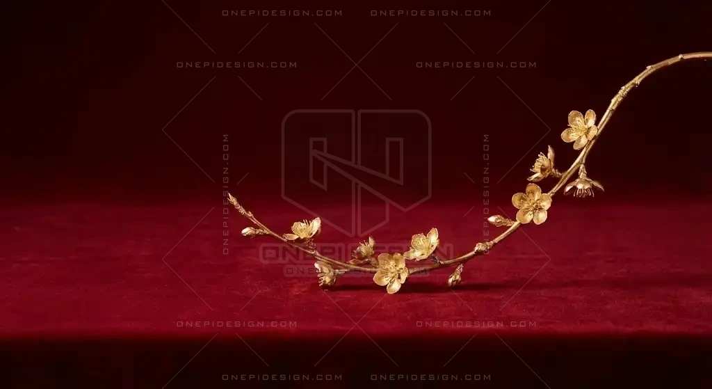 Thiết kế Tết phong cách tối giản sang trọng với chữ ép kim vàng trên nền nhung đỏ.