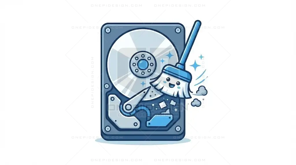 Biểu tượng công cụ Disk Cleanup của Windows đang quét dọn ổ đĩa.