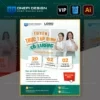 Mẫu thiết kế File AI poster tuyển thực tập sinh có lương, tông màu xanh ngọc, layout hiện đại cho sinh viên.