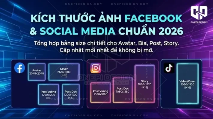 Bảng tổng hợp kích thước ảnh Facebook, Instagram, TikTok mới nhất năm 2026.