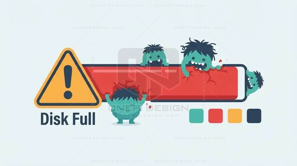 Minh họa ổ cứng máy tính bị đầy báo đỏ do chứa quá nhiều file rác.