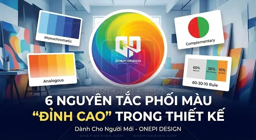 Ảnh đại diện bài viết về 6 nguyên tắc phối màu đỉnh cao trong thiết kế đồ họa.