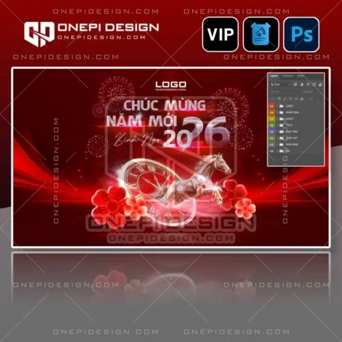 Psd background tết 2026 bính ngọ ngựa vàng vượt thời gian