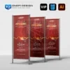 Mẫu standee khai trương file ai kích thước 80x180 màu đỏ cho bất động sản.