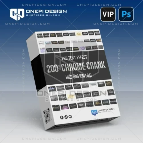 Text effect chrome crank psd hiệu ứng chữ kim loại vàng bạc