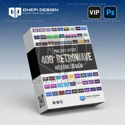 Bộ sưu tập 400 text effect retrowave psd hiệu ứng chữ cổ điển thập niên 80 neon và pixel.