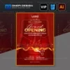 Mẫu thư mời khai trương file ai tone đỏ hình cắt băng khánh thành cho bất động sản.