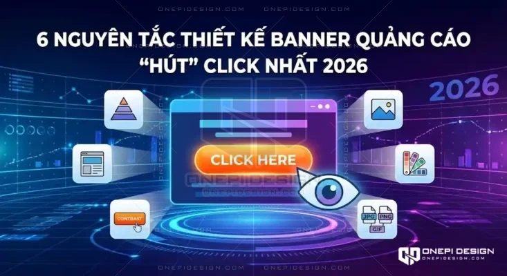 Ảnh bìa bài viết 6 nguyên tắc thiết kế banner quảng cáo hiệu quả nhất năm 2026.