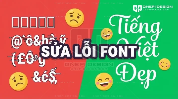Ảnh bìa so sánh lỗi font tiếng Việt hiển thị ô vuông và font tiếng Việt hiển thị chuẩn đẹp.