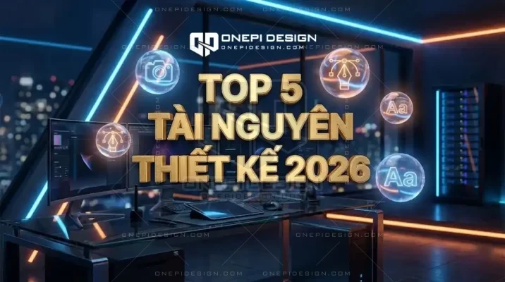 Ảnh bìa tổng hợp các nguồn tài nguyên thiết kế chất lượng nhất 2026 gồm Stock, Vector, Font chữ.