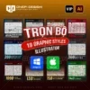 Trọn bộ 19 Graphic Styles Illustrator VIP - Hiệu ứng chữ AI đa dạng (Metal, Fire, Luxury) - ONEPI Design