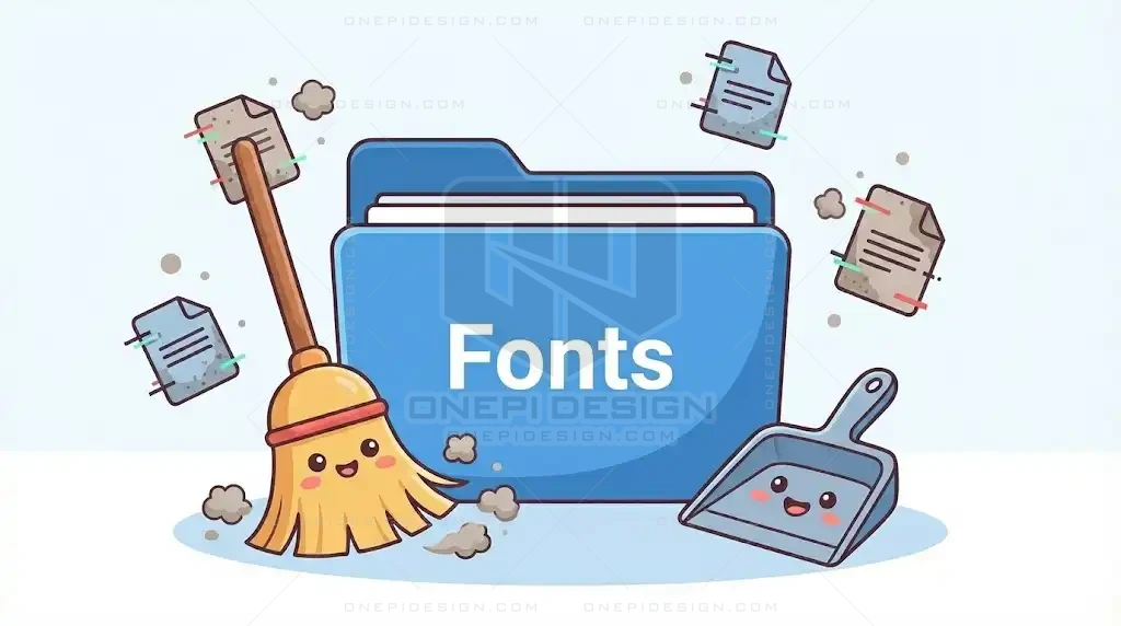 Minh họa thao tác dọn dẹp, xóa cache font cũ trong thư mục hệ thống.