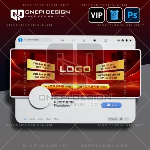Mẫu ảnh bìa facebook công ty bất động sản tone đỏ vàng sang trọng
