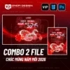 Combo 2 file psd chúc mừng năm mới 2026 đỏ kim ngựa vàng
