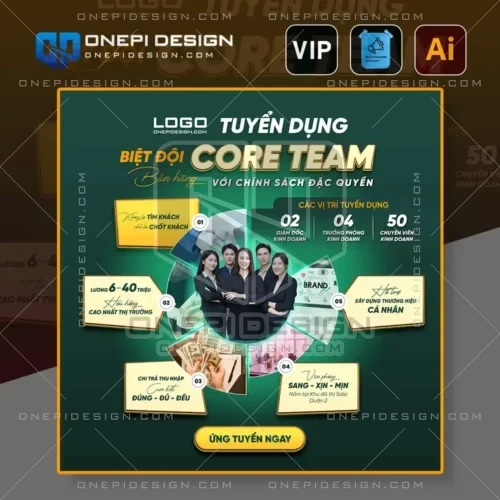 Mẫu file ai tuyển dụng bất động sản tone xanh lá tuyển core team