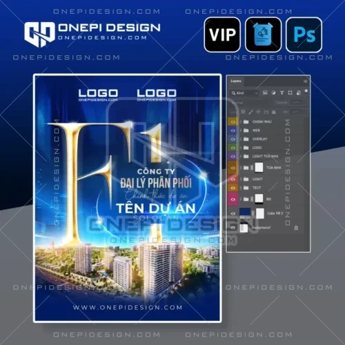 Poster chứng nhận đại lý f1 psd dự án bất động sản xanh luxury