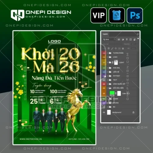 Mẫu poster psd tuyển dụng khai xuân 2026 tuyển 2 vị trí bất động sản