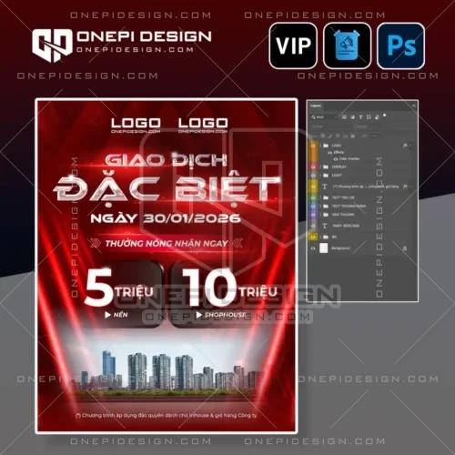 Poster thưởng nóng psd bất động sản chữ kim loại 3D