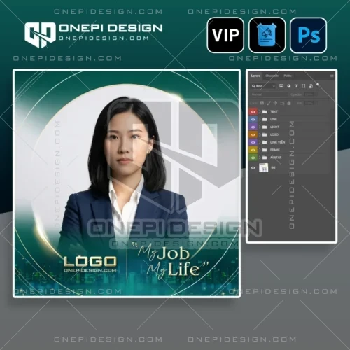 Mẫu file psd frame avatar mạng xã hội tone xanh lá đậm