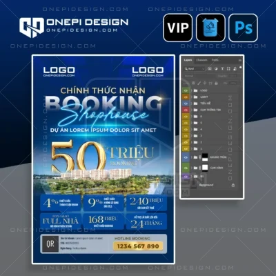 Mẫu file psd poster booking bất động sản shophouse 50 triệu chuyên nghiệp