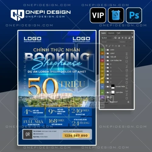 Mẫu file psd poster booking bất động sản shophouse 50 triệu chuyên nghiệp