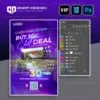 file psd poster cuộc thi sáng tạo video tone tím neon