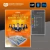 Tải file psd poster ekip dự án tone cam chữ vàng 3d chuyên nghiệp