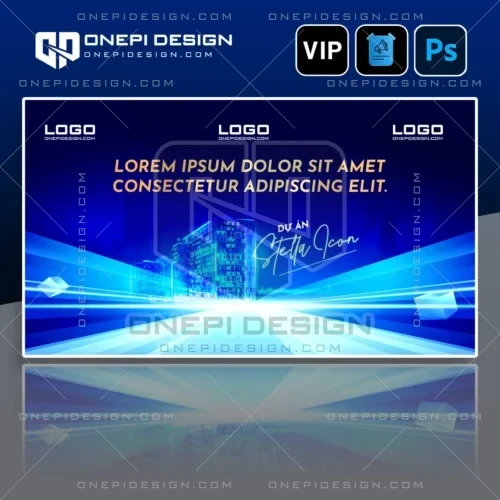 Mẫu thiết kế file psd background sự kiện M9V2K tone xanh neon bất động sản.