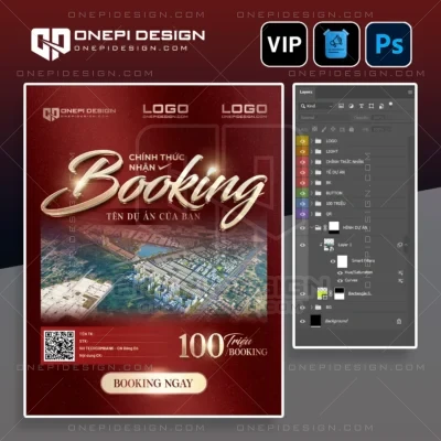 Mẫu thiết kế file psd poster booking M9V2X với tone màu đỏ đô quyền lực và chữ nổi 3D sang trọng.