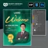 Mẫu file psd poster chào mừng nhân sự mới W8N3K chuyên nghiệp tone xanh lá ngọc.