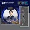 Giao diện làm việc của file psd frame avatar mạng xã hội K9V2M với tone màu xanh dương dành cho các chiến dịch bất động sản.