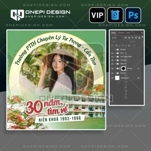 Giao diện chỉnh sửa layer chi tiết của file psd frame avatar V8N2X mang phong cách hoài niệm.
