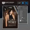 Hình ảnh chi tiết các layer của file psd poster sinh nhật V8X2P tone nâu cao cấp.