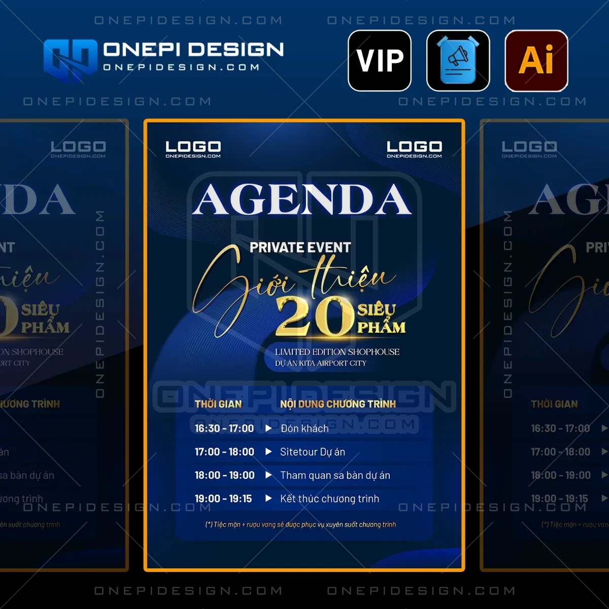 Mẫu thiết kế file ai agenda K9V2M cao cấp cho sự kiện bất động sản.